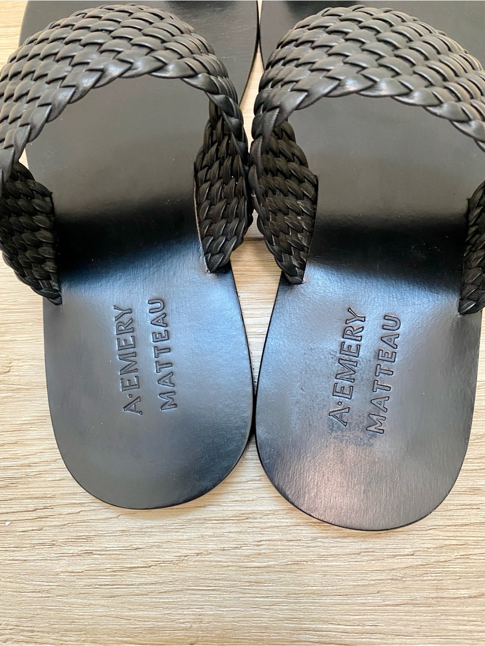 A. Emery x Matthau Carmen Flat Woven Toe Ring Sandals black 9 US 40 EU - Picture 6 of 13